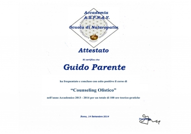 Attestato Counseling - StudioNaturopatia GuidoParente