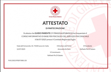 Attestato corso Sep Croce Rossa Italiana - StudioNaturopatia GuidoParente