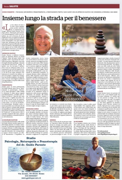 articolo sul dr. Guido Parente - StudioNaturopatia GuidoParente
